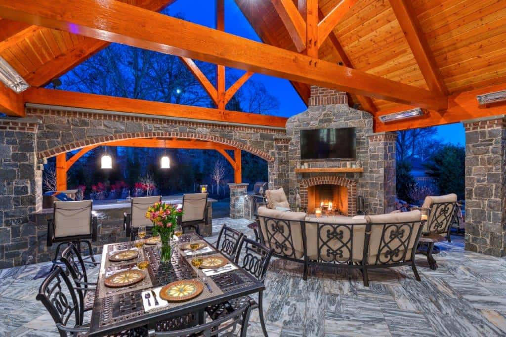 Pavilions & Outdoor Living Space With Stone Patio