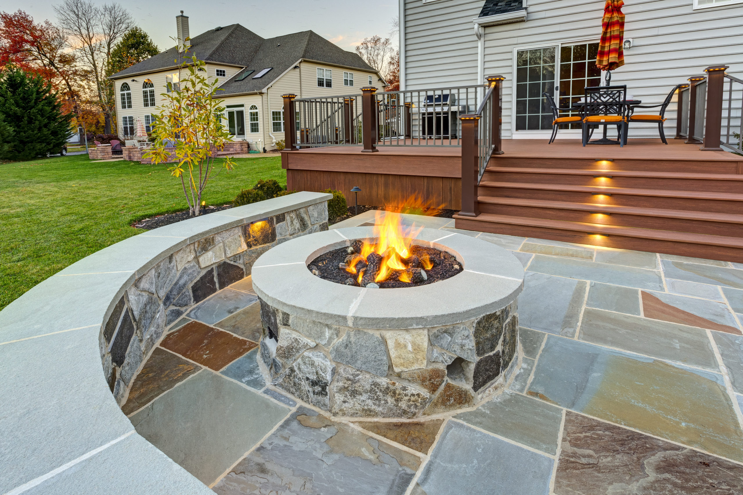 slate patio and fire pit