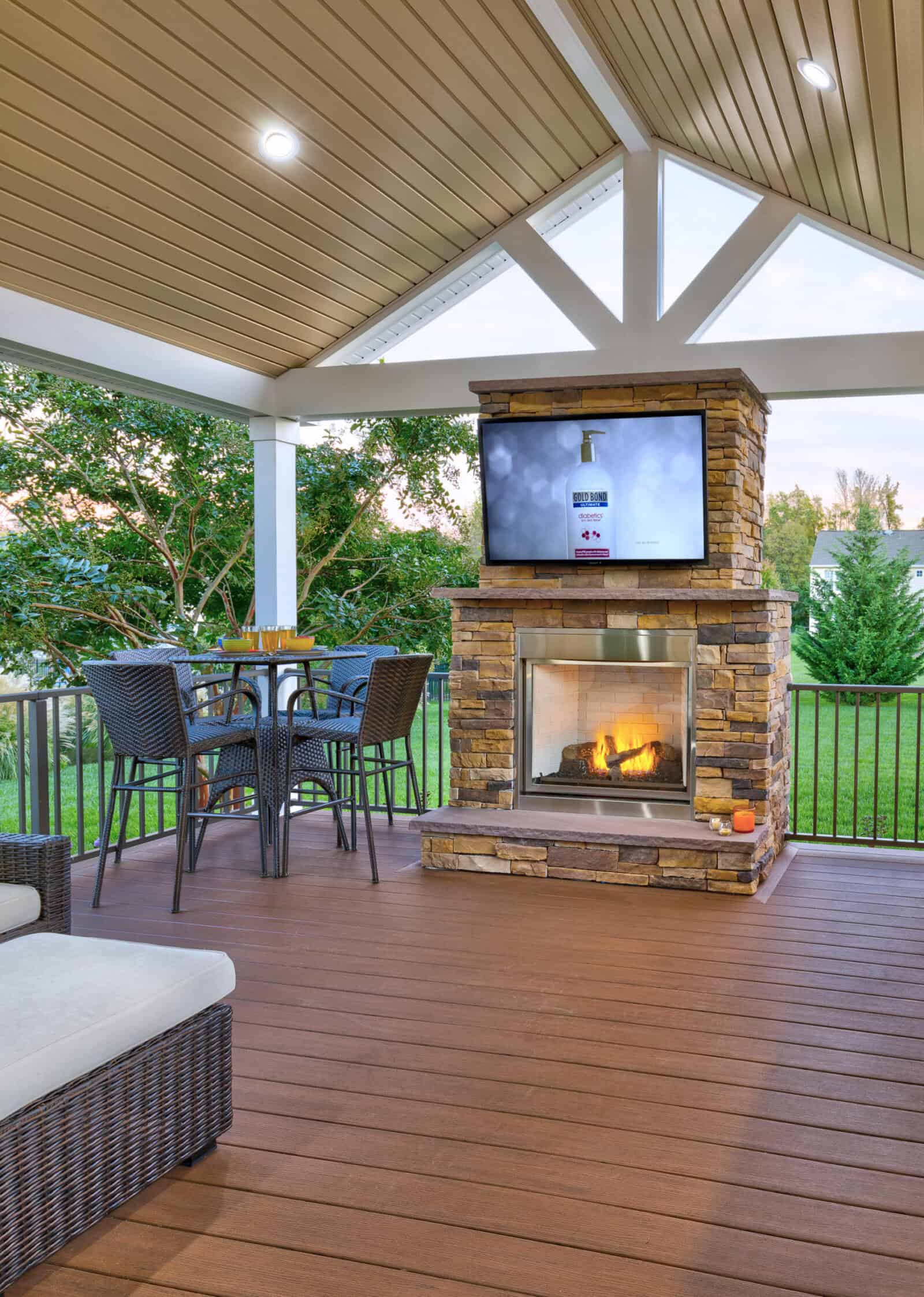 Outdoor living area with pavilion